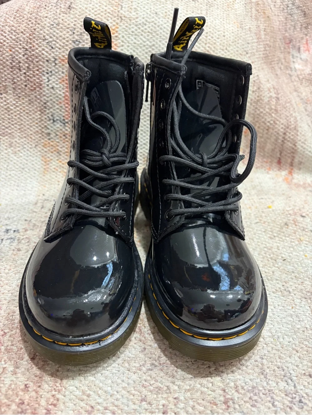 Dr. Martens Black Patent Lace-Up Kids Boot 12